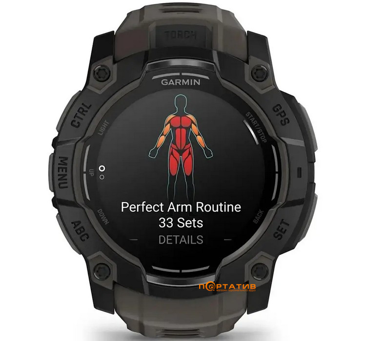 Смарт-годинник Garmin Instinct 3, 50mm, AMOLED, Black Bezel with Charcoal Band (010-03020-00)