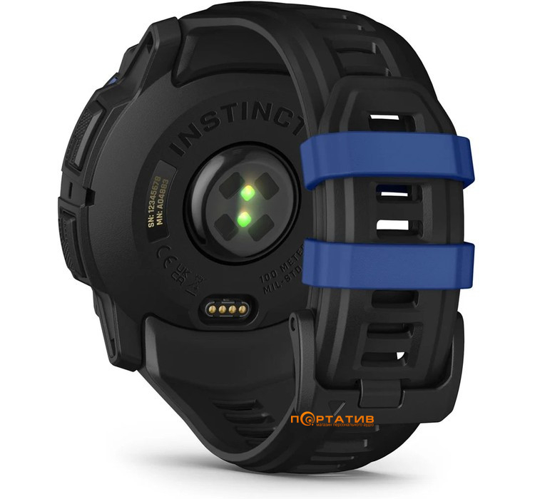 Смарт-часы Garmin Instinct 3 – 50 mm, AMOLED Black with black/bolt blue silicone band (010-03020-03)