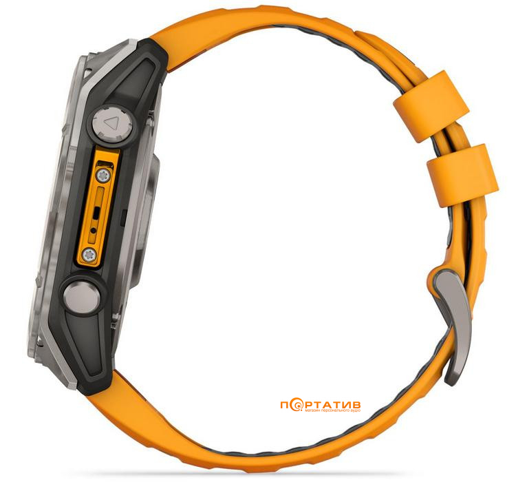 Смарт-часы Garmin Fenix 8 51 mm AMOLED Sapphire, Titanium with Spark orange/graphite silicone band (010-02905-11)