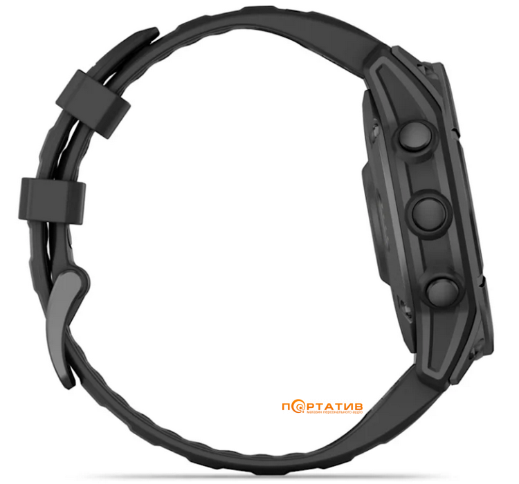 Смарт-часы Garmin Fenix E 47mm Slate grey steel with Black silicone band (010-03025-01)