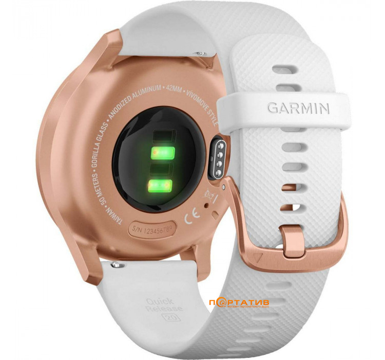 Garmin Vivomove Style Rose Gold-White Silicone (010-02240-20)