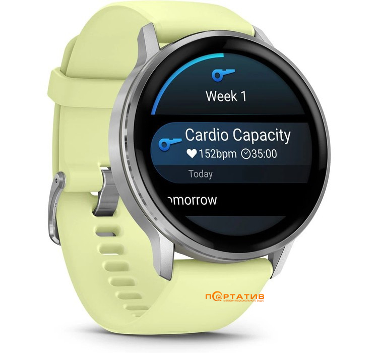 Смарт-часы Garmin Venu 4 - 45 mm, Silver bezel with citron silicone band (010-03014-02)