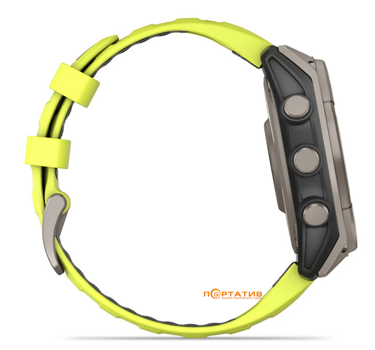 Смарт-часы Garmin Fenix 8 47 mm Solar Sapphire, Titanium with Amp yellow/graphite silicone band (010-02906-21)