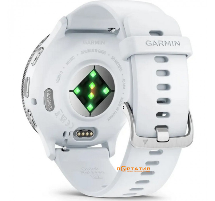 Garmin Venu 3 Silver Stainless Steel Bezel with Whitestone Case and Silicone Band (010-02784-00