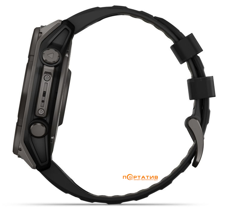 Смарт-годинник Garmin Fenix 8 51 mm Solar Sapphire, Carbon grey DLC titanium with Black/pebble grey silicone band (010-02907-11)