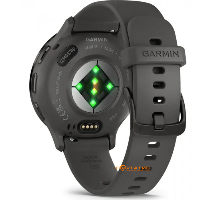 Garmin Venu 3S Slate Stainless Steel Bezel with Pebble Gray Case and Silicone Band (10-02785-00)