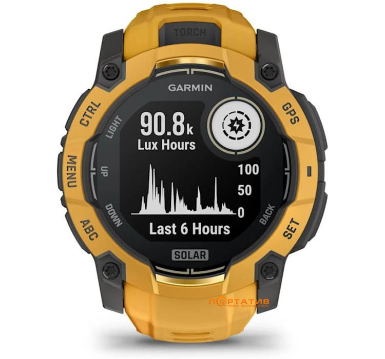 Смарт-часы Garmin Instinct 3 – 50 mm, Solar, Sunburst with sunburst/grey silicone band (010-02935-02)