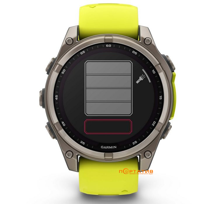 Смарт-часы Garmin Fenix 8 47 mm Solar Sapphire, Titanium with Amp yellow/graphite silicone band (010-02906-21)