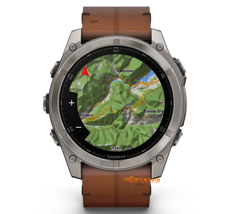 Смарт-годинник Garmin Fenix 8 51 mm AMOLED Sapphire, Carbon grey DLC with Chestnut leather band (010-02905-40)