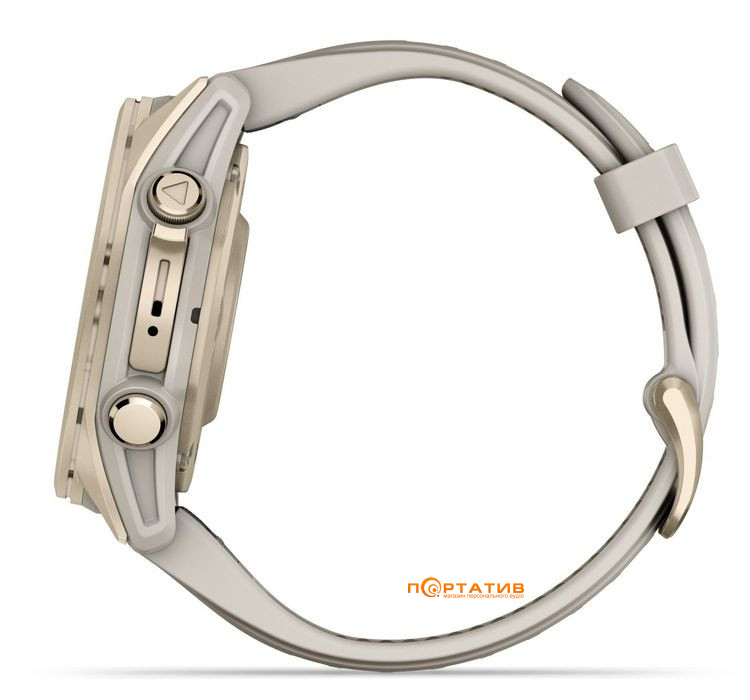 Смарт-часы Garmin Fenix 8 43 mm AMOLED Sapphire, Soft Gold with Fog grey/dark sandstone silicone band (010-02903-11)
