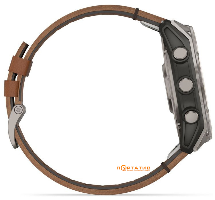 Смарт-часы Garmin Fenix 8 51 mm AMOLED Sapphire, Carbon grey DLC with Chestnut leather band (010-02905-40)