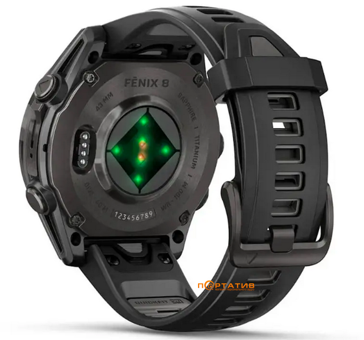 Смарт-часы Garmin Fenix 8 43 mm AMOLED Sapphire, Carbon grey DLC titanium with Black/pebble grey silicone band (010-02903-21)