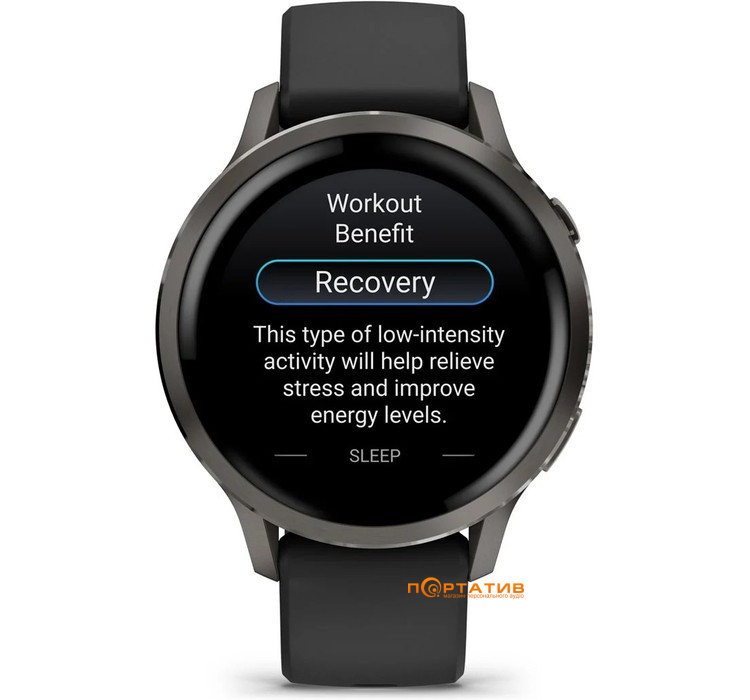 Смарт-годинник Garmin Venu 4 - 41 mm, Slate bezel with black silicone band (010-03013-02)