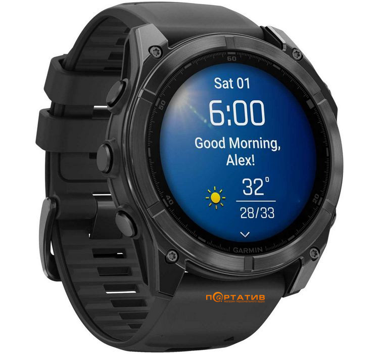 Смарт-часы Garmin Fenix 8 51 mm AMOLED Slate grey with Black silicone band (010-02905-00)