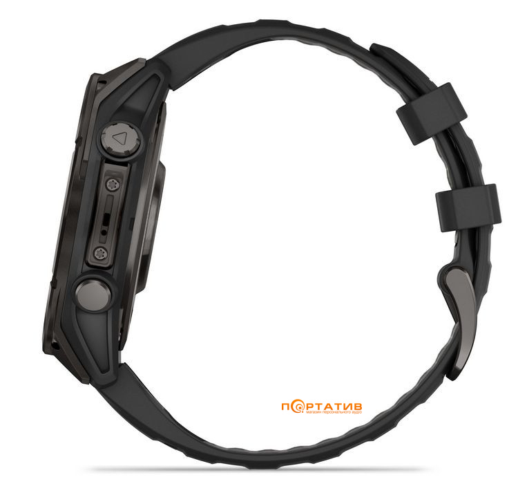 Смарт-часы Garmin Fenix 8 47 mm AMOLED Sapphire, Carbon grey DLC titanium with Black/pebble grey silicone band (010-02904-21)