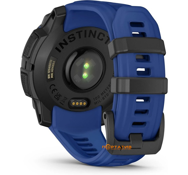 Смарт-часы Garmin Instinct 3 – 45 mm, AMOLED Black with bolt blue/black silicone band (010-02936-03)