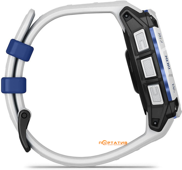 Смарт-годинник Garmin Instinct 3 – 45 mm, Solar,  Whitestone with whitestone/bolt blue silicone band (010-02934-03)