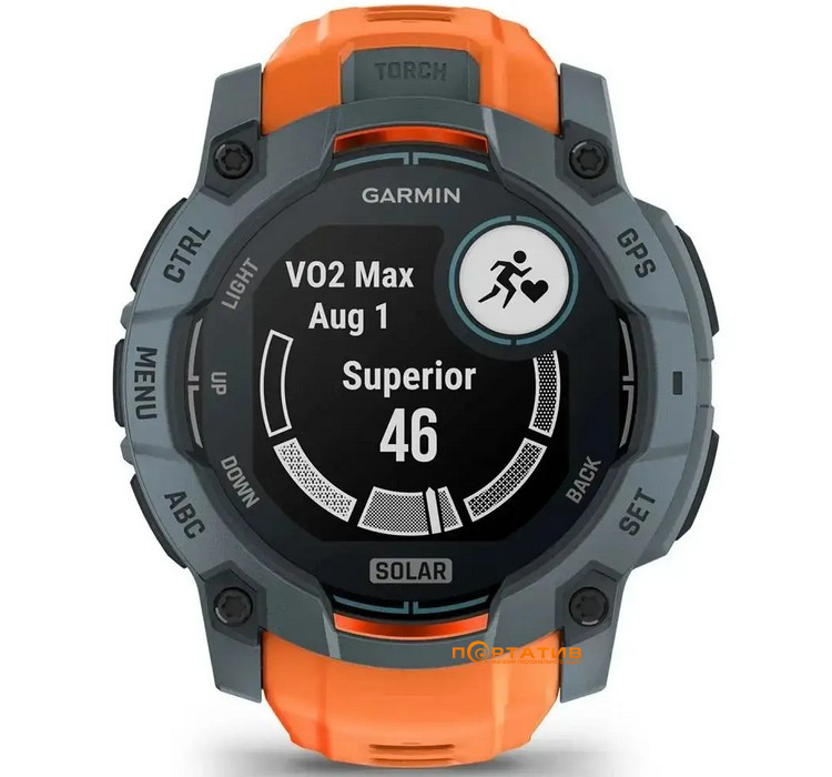 Смарт-годинник Garmin Instinct 3, 50mm, Solar, Spark Orange Bzl w/Spark Orange Bnd (010-02935-01)
