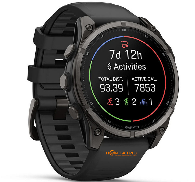Смарт-годинник Garmin Fenix 9 – 47mm, Carbon Grey DLC Titanium with Black Silicone Band (010-04762-11)