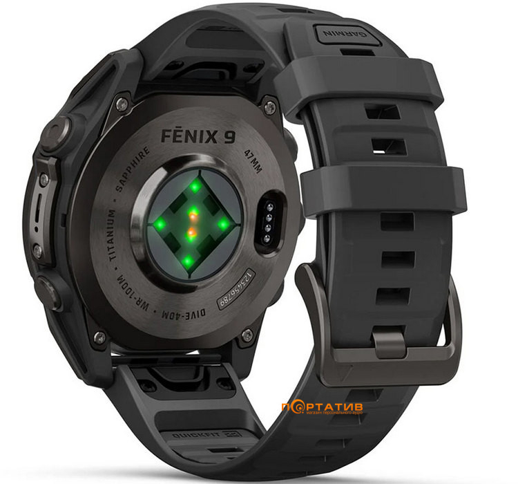 Смарт-годинник Garmin Fenix 9 – 47mm, Carbon Grey DLC Titanium with Black Silicone Band (010-04762-11)