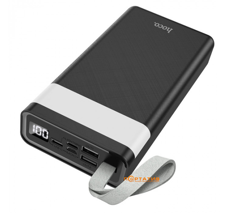Зовнішній акумулятор Hoco J73 30000mAh LED Lamp Black