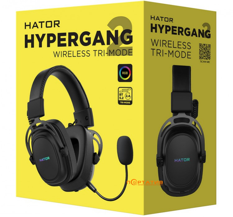 Ігрова гарнітура HATOR Hypergang Wireless Tri-mode (HTA-950) Black