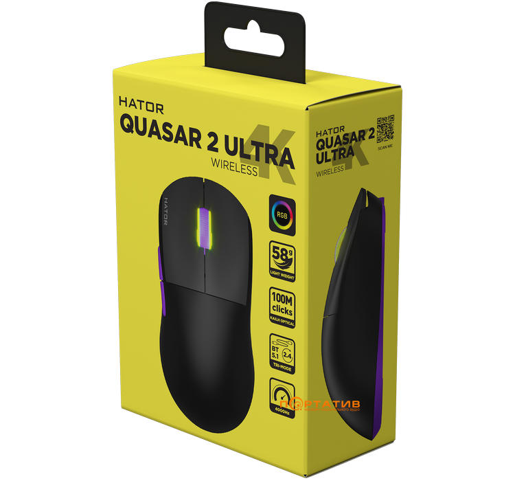Игровая мышь HATOR Quasar 2 Ultra 4K Wireless Black/Lilac (HTM570BL)