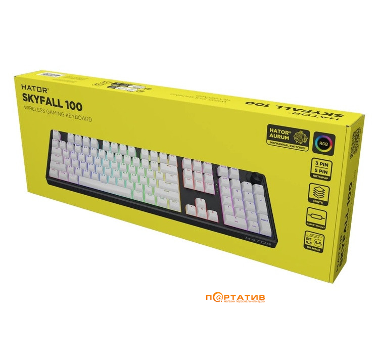 Игровая клавиатура HATOR Skyfall 100 Wireless Black-White (HTK3100UA)