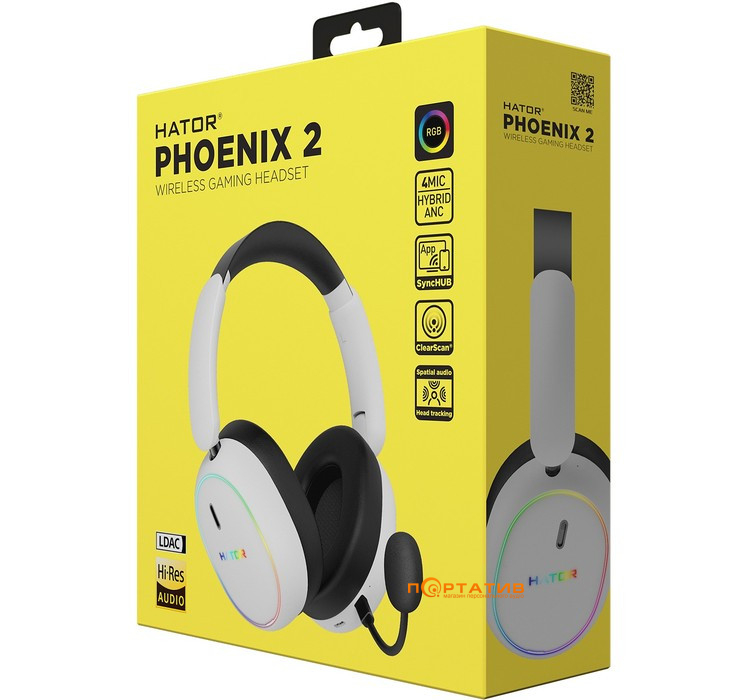 Игровая гарнитура HATOR Phoenix 2 Wireless Hi-Res (ESH41) White