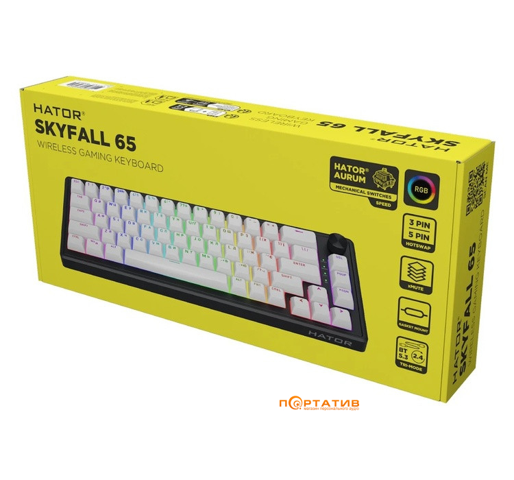 Ігрова клавіатура HATOR Skyfall 65 Wireless Black-White (HTK3160UA)