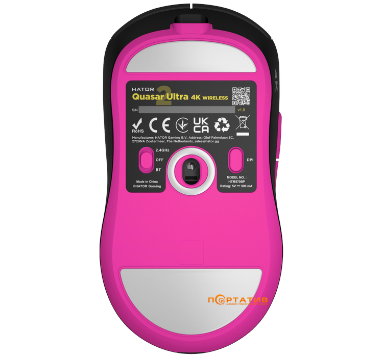 Игровая мышь HATOR Quasar 2 Ultra 4K Wireless Black/Pink (HTM570BP)