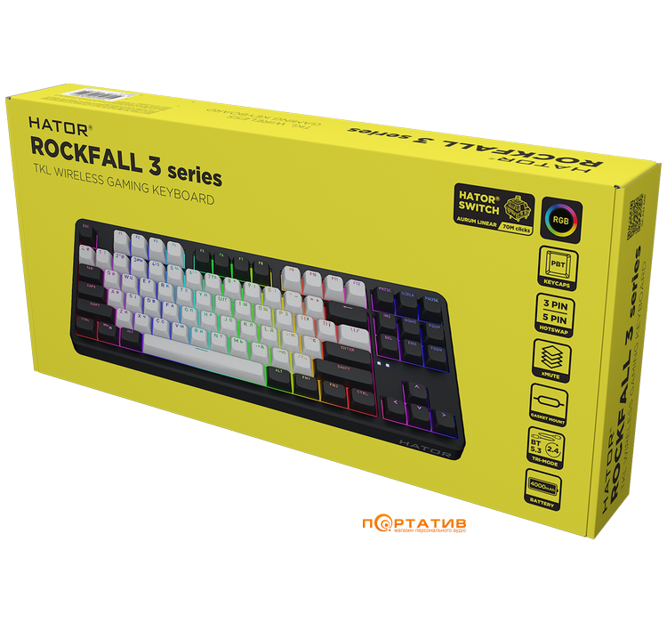 Игровая клавиатура HATOR Rockfall 3 Mecha TKL Wireless Orange, Black (HTK850UA)