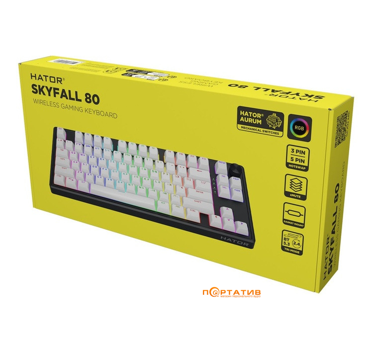 Ігрова клавіатура HATOR Skyfall 80 Wireless Black-White (HTK3180UA)