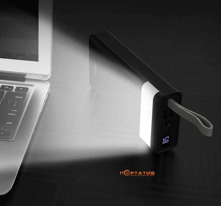 Зовнішній акумулятор Hoco J73 30000mAh LED Lamp Black