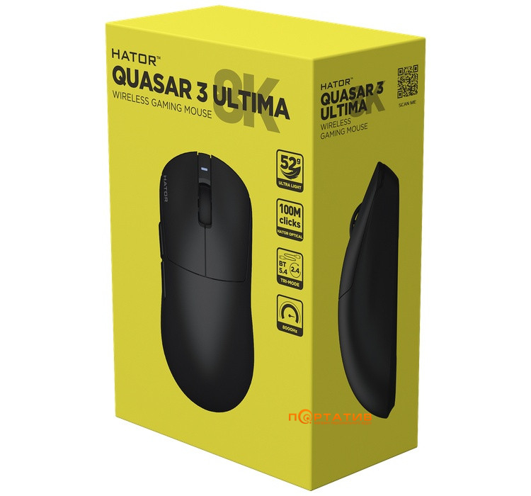 Игровая мышь HATOR Quasar 3 ULTIMA 8K Wireless Black Edition (HTM762)
