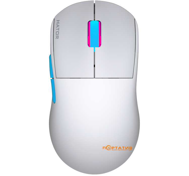 Ігрова миша HATOR Quasar 2 PRO Wireless White/Cyan (HTM561WC)