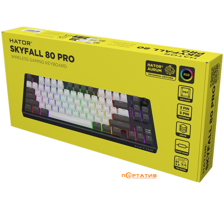 Игровая клавиатура HATOR Skyfall 80 PRO Wireless Grey-Black, Sillent Switches (HTK4180UA)