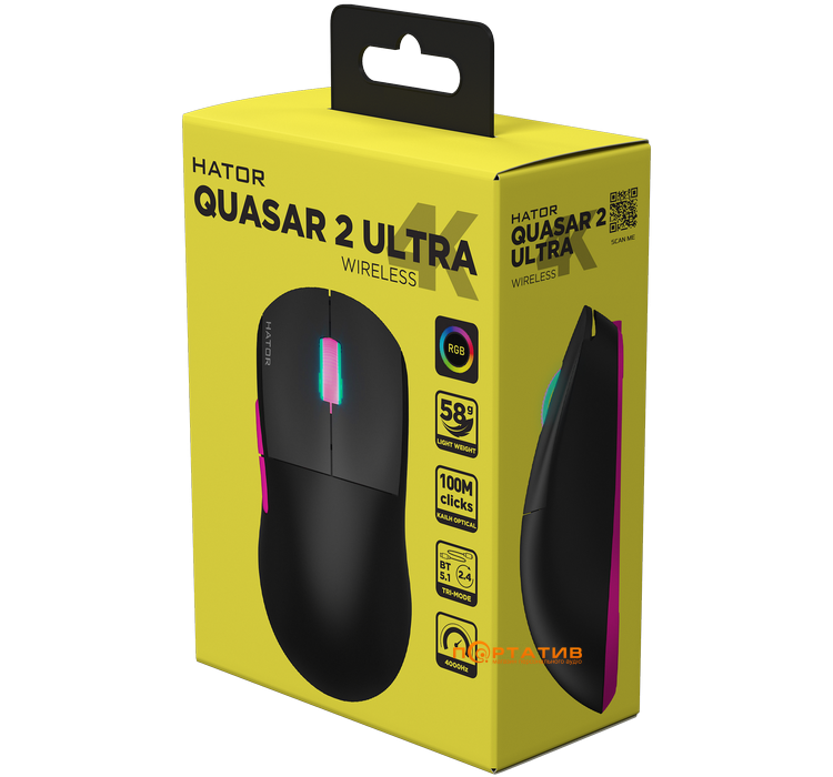Игровая мышь HATOR Quasar 2 Ultra 4K Wireless Black/Pink (HTM570BP)