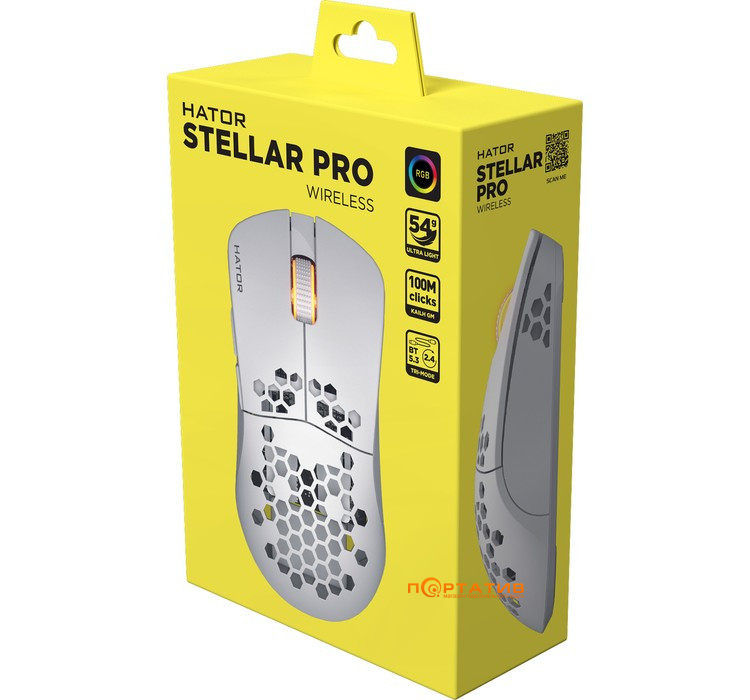 Игровая мышь HATOR Stellar PRO Wireless White (HTM-551)