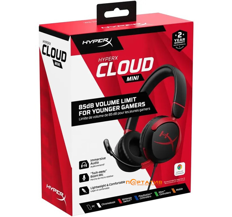 Игровая гарнитура HyperX Cloud Mini Wired Black/Red (7G8F4AA)