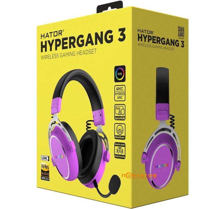 Ігрова гарнітура HATOR Hypergang 3 Wireless (ESH52) Cyber Violet