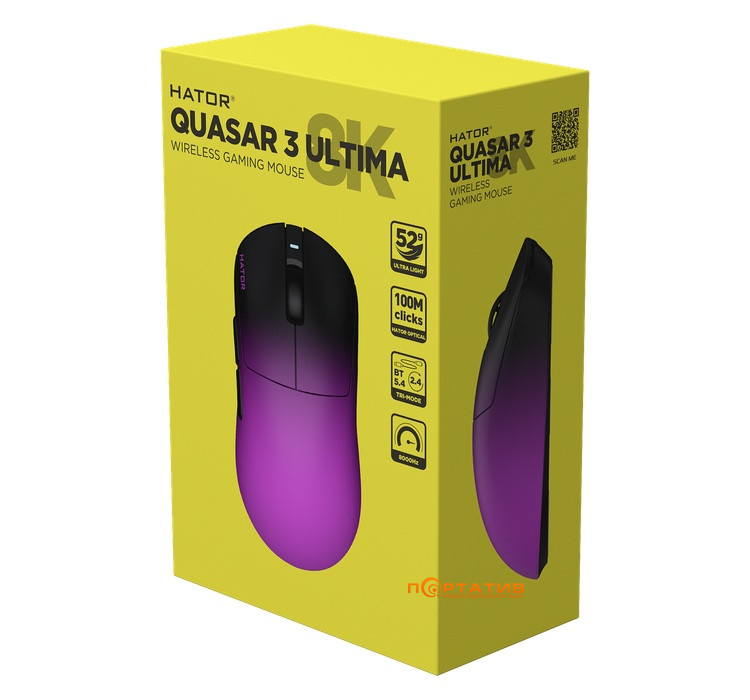 Ігрова миша HATOR Quasar 3 ULTIMA 8K Wireless Black/Violet (HTM760)