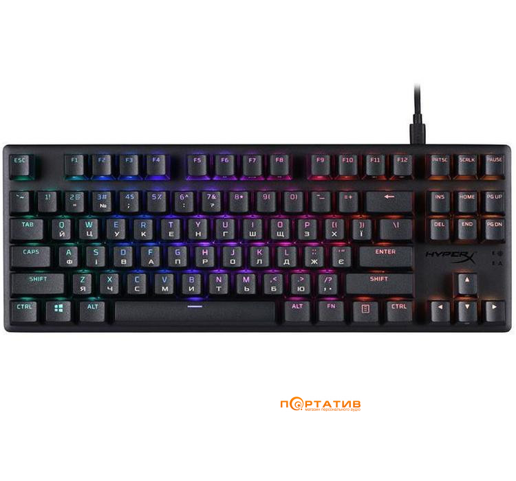 Игровая клавиатура HyperX Alloy Origins Core PBT Aqua USB RGB ENG/UA Black (639N9AA)