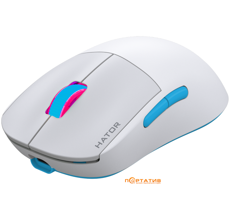 Ігрова миша HATOR Quasar 2 PRO Wireless White/Cyan (HTM561WC)