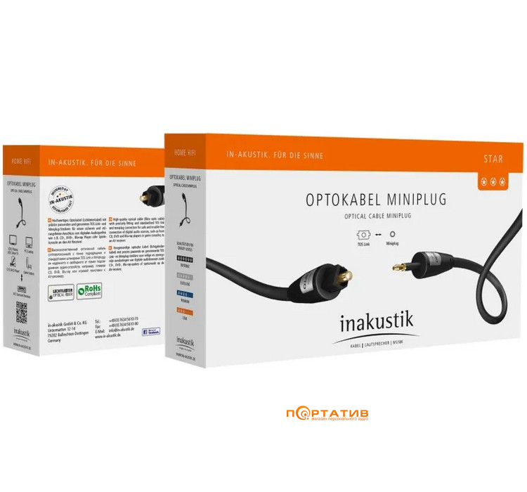 Кабель Inakustik Star Opto 3,5 Mini  Toslink 0,75m