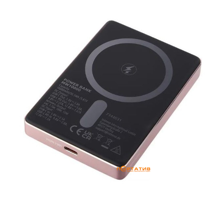 Зовнішній акумулятор Intenso MW10000 MagSafe 10000mAh PD 20W, Qi 15W Rose (7344033)