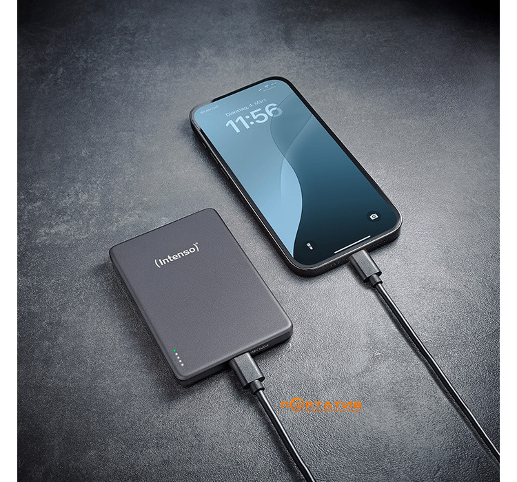 Зовнішній акумулятор Intenso MW10000 MagSafe 5000mAh PD 20W, Qi 15W Grey (7344024)