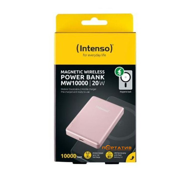 Зовнішній акумулятор Intenso MW10000 MagSafe 10000mAh PD 20W, Qi 15W Rose (7344033)