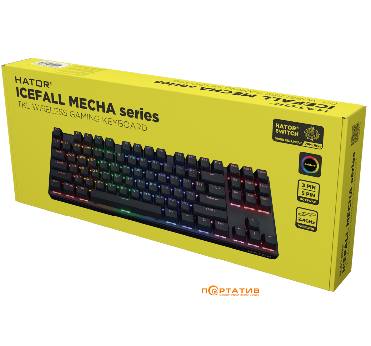 Игровая клавиатура HATOR Icefall Mecha TKL Wireless Rainbow Black U (HTK287UA)