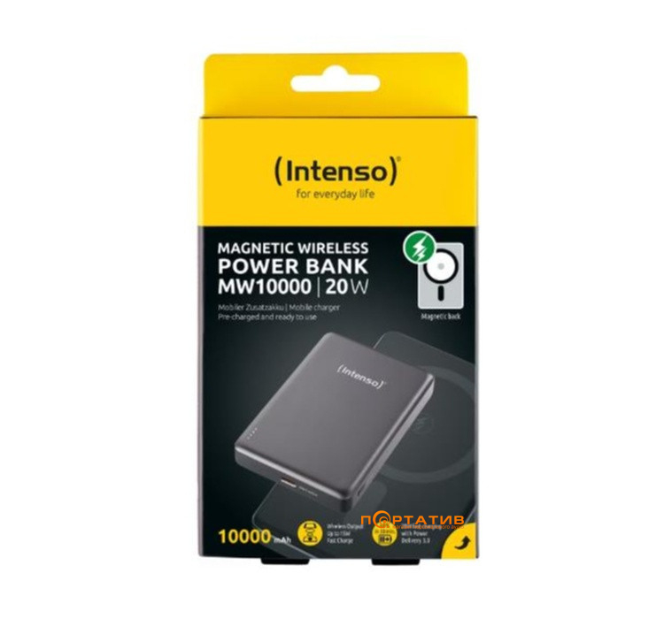 Зовнішній акумулятор Intenso MW10000 MagSafe 10000mAh PD 20W, Qi 15W Grey (7344034)